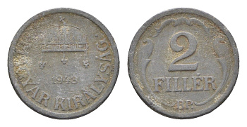 Венгрия 2 филлера 1943 BP KM 519 цинк 4665-555