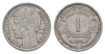 Франция 1 франк 1958 KM 885a алюминий 4539-934