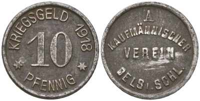 Олес (Оелс, Олесница) (Силезия) 10 пфеннингов 1918 Funck 400.3, Men05 19704.3, Men18 24717.3 железо 4586-921