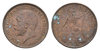 Великобритания 1 фартинг 1926 Георг V (1910-1936) KM 825, Spink 4061 бронза 4664-265