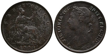 Великобритания 1 фартинг 1884 Виктория (1837-1901) KM 753, Spink 3958 бронза  1518-1123