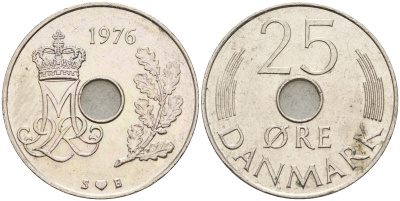 Дания 25 эре 1976 S; B, Маргрете II (1972-) KM 861.1 медно-никель    4159-1252