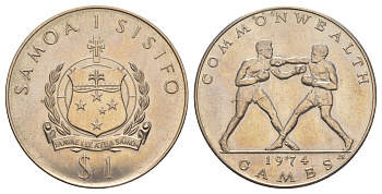 Самоа 1 тала 1974 Х Игры Содружества KM 18 медно-никель BU 4125-532