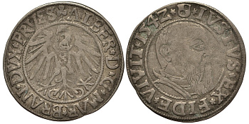 Бранденбург-Пруссия 1 грош 1542 Альберт V серебро 413-3624