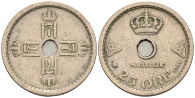Норвегия 25 эре 1924 Хокон VII (1905-1957) KM 384 медно-никель    4115-417