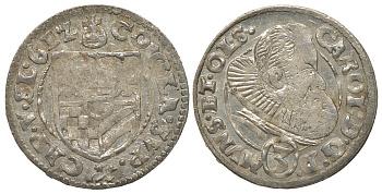 Силезия, Мюнстерберг, Олесница грошен (3 крейцера) 1612 Карл II серебро 413-1031