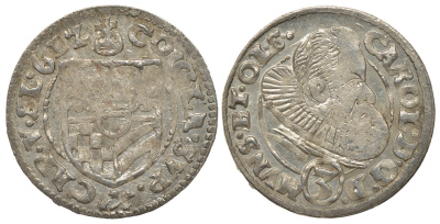 Силезия, Мюнстерберг, Олесница грошен (3 крейцера) 1612 Карл II серебро 413-1031