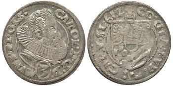 Силезия, Мюнстерберг, Олесница грошен (3 крейцера) 1612 Карл II серебро 413-932