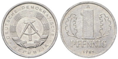 ГДР 1 пфенниг 1985 A KM 8.2 алюминий aUNC 201-635