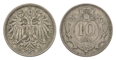 Австрия 10 геллеров 1895 Франц Иосиф I (1848-1916) KM 2802 никель 4639-1037