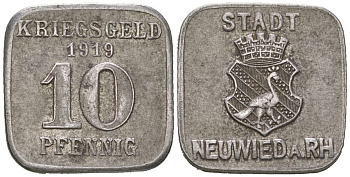Нойвид (Пруссия, Рейн) 10 пфеннингов 1919 Funck 379.3, Men18 23478.3 железо 4169-1229