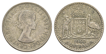 Австралия флорин = 2 шиллинга 1960 Елизавета II (1952-2022) KM 60 серебро 4652-153