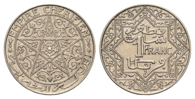 Марокко 1 франк ND (1921) Y 36 никель 4671-214