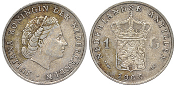 Нидерландские Антилы 1 гульден 1964 Юлиана (1948-1980) KM 2 серебро 36-1023