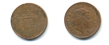 Великобритания 1 пенни 1999 Елизавета II (1952-2022) KM 986, Spink 4710 (B5) сталь плакированная медью 177-534