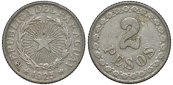 ПАРАГВАЙ 2 ПЕСО 1925 ГОД ТИП KM 14 медно-никель 72-1257