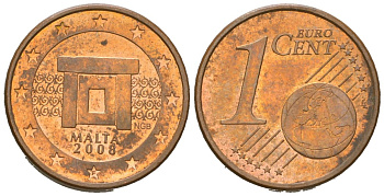 Мальта 1 евроцент 2008 F KM 125 сталь плакированная медью 4136-757