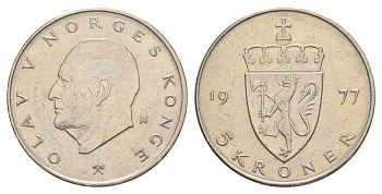 Норвегия 5 крон 1977 Улаф V (1957-1991) KM 420 медно-никель 4162-445