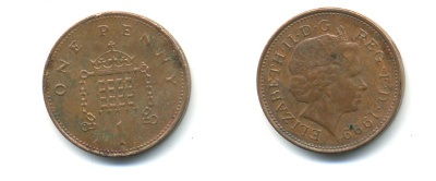 Великобритания 1 пенни 1999 Елизавета II (1952-2022) KM 986, Spink 4710 (B5) сталь плакированная медью 177-534