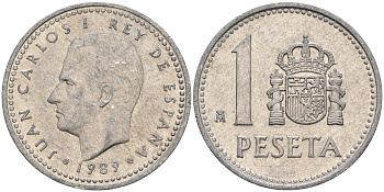 Испания 1 песета 1989 M, Хуан Карлос I (1975-2014) KM 821 алюминий 4448-946