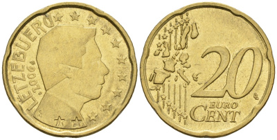 Люксембург 20 евроцентов 2006 KM 79 нордик 4148-732
