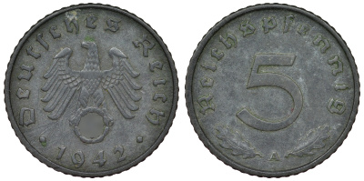 Германия 5 рейхспфеннигов 1942 A KM 100, J. 370 цинк 4121-737