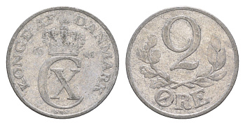 Дания 2 эре 1941 N, Кристиан X (1912-1947) KM 833 алюминий 4639-769