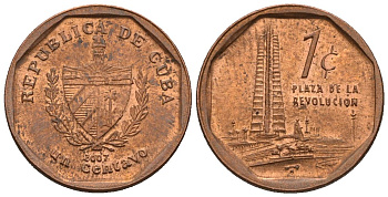Куба 1 сентаво 2007 KM 33.3, Y 27, Schoen A31 алюминий 4115-465