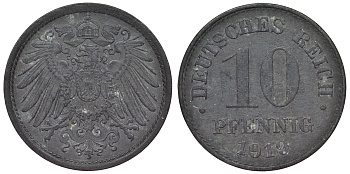 Германия 10 пфеннигов 1919 KM 26, J. 299, Weege 8 цинк 4119-356