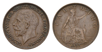 Великобритания 1 фартинг 1927 Георг V (1910-1936) KM 825, Spink 4061 бронза 4674-768