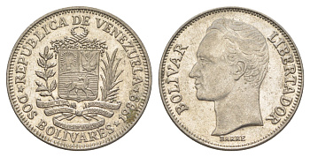 Венесуэла 2 боливара 1989 Симон Боливар Y 43a сталь плакированная никелем 4583-224