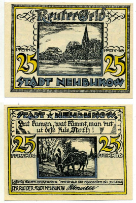 Нойбуков 25 пфеннигов 1922 июнь 1922 - 31 мая 1922, нотгельд, земля Мекленбург-Передняя Померания Grabowski 636.1 бумага 2193-20-2-1