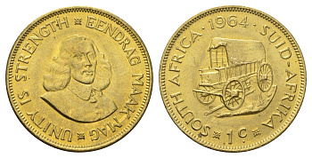 ЮАР 1 цент 1964 Ян ван Рибек KM 57 латунь UNC 4517-1235