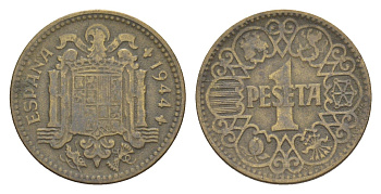 Испания 1 песета 1944 KM 767 алюминиевая бронза 4618-1252