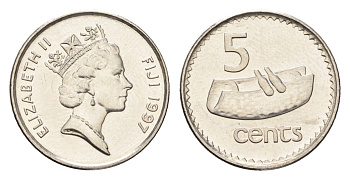 Фиджи 5 центов 1997 KM 51a сталь плакированная никелем UNC 4668-567