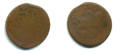 РОССИЯ 1 КОПЕЙКА 1759 медь 61-517