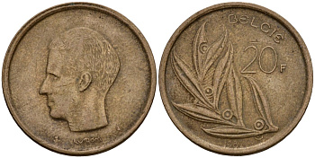 Бельгия 20 франков 1982 Belgie, Бодуэн I (1951-1993) KM 160 никель бронза 4599-225