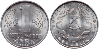 ГДР 1 МАРКА 1962 А KM 13 алюминий aUNC 1523-144