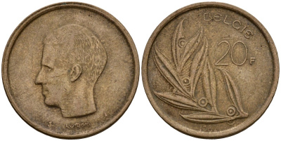 Бельгия 20 франков 1982 Belgie, Бодуэн I (1951-1993) KM 160 никель бронза 4599-225