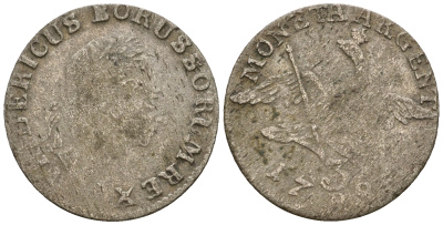 Пруссия 3 гроша 178х Е, Фридрих II Великий (1740-1786) C # 21 серебро 220-757