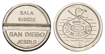 Италия, Лидо-ди-Йезоло, Венеция жетон для равлечений Sale Giochi утка, диаметр 24,5 мм, вес 6,1 гр нержавеющая сталь 4670-656