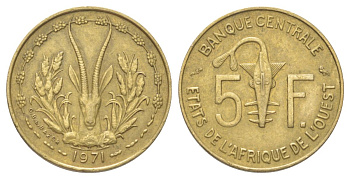 Западная Африка (BCEAO) 5 франков 1971 KM 2a медь алюминий никель 4617-421