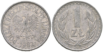 Польша 1 злотый 1982 MW Y 49.1 алюминий 4616-1211
