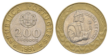Португалия 200 эскудо 1991 Гарсия Де Орта (1501-1568) KM 655 биметалл 4393-327