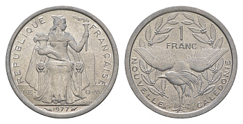 Французская Новая Каледония 1 франк 1977  KM 10 алюминий  UNC  4641-126