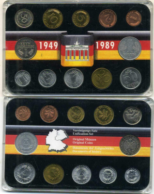 ГДР - ФРГ НАБОР ИЗ 12 МОНЕТ ОБЪЕДИНЕНИЕ ГЕРМАНИИ 06-081-33