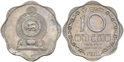 Шри-Ланка 10 центов 1978 KM 140a алюминий 4135-1146