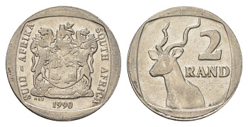 ЮАР 2 ранда 1990 KM 139 медь плакированная никелем 4626-1046