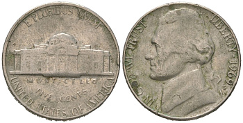 США 5 центов 1969 S KM A192 медно-никель 4580-756