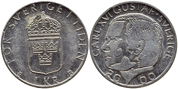 Швеция 1 крона 2000 Карл XVI Густав (1973- ) KM 852а медно-никель 4364-4124